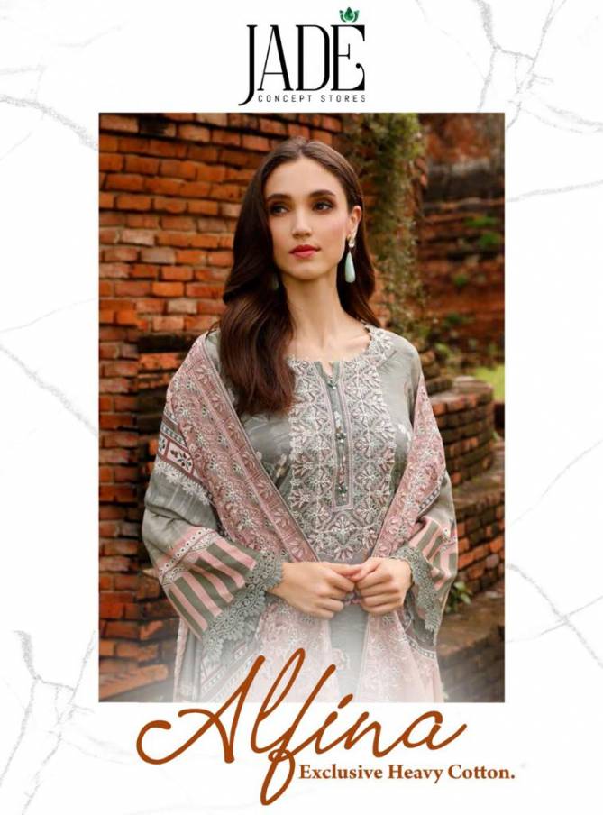 Jade Alfina Wholesale Pakistani Cotton Dress Mateial Catalog
